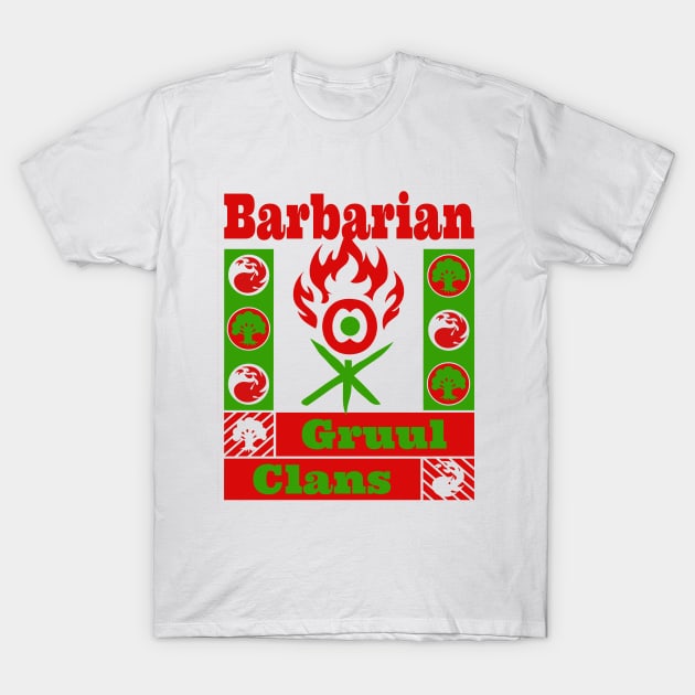 Gruul Clans | Barbarian | MTG Ravnica Guild Green & Red Design T-Shirt by ChristophZombie